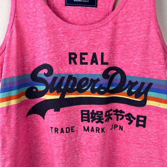 SuperDry Festival Vintage Logo Over Rainbow Print Tank Top - Picture 2 of 4